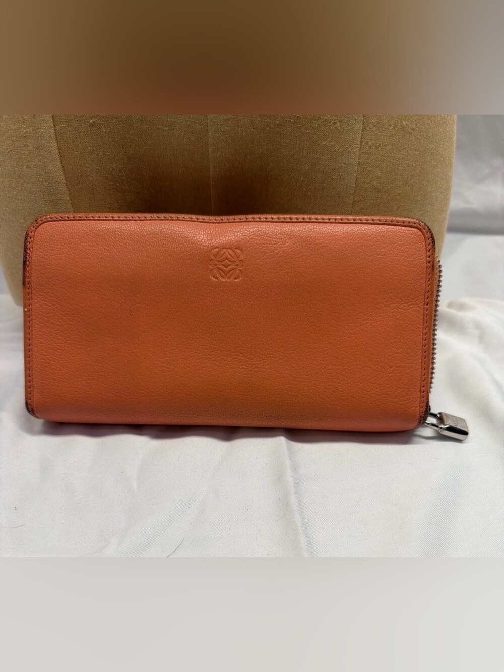 Loewe Vintage Orange Leather Zip-Around Continental Wallet